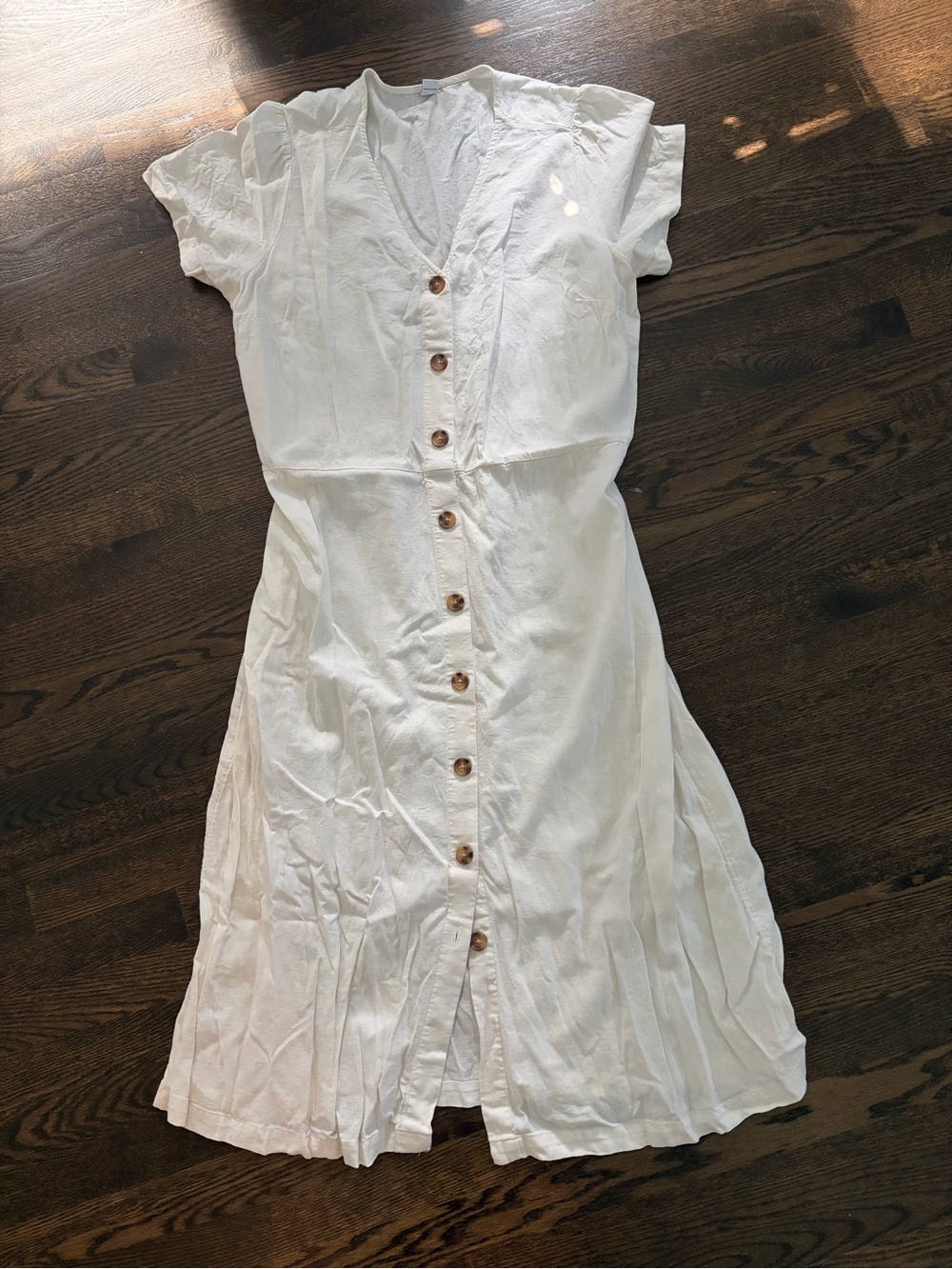 White/Cream Button-Front Summer Dress